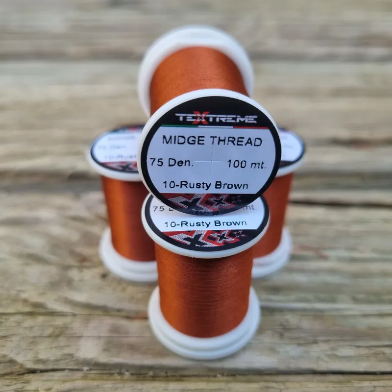 TEXTREME Midge Tying Thread 75dn in 10-Rusty Brown-2